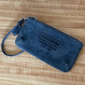 Vintage Y2K Coach Blue Suede Wristlet | Leatherware Collection